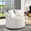 Fauteuil d'appoint alvéolé 3D en peluche blanc cassé avec roulettes et oreillers