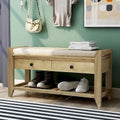 Banc de rangement capitonné de ferme avec tiroirs et range-chaussures