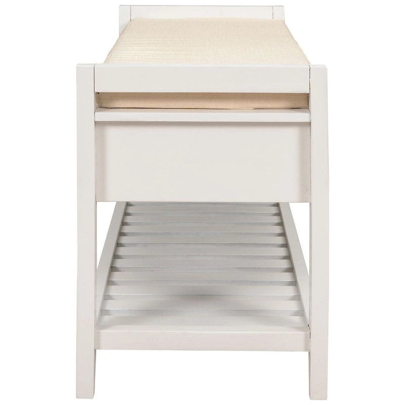 Banc de rangement capitonné de ferme avec tiroirs et range-chaussures