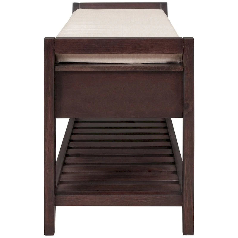 Banc de rangement capitonné de ferme avec tiroirs et range-chaussures