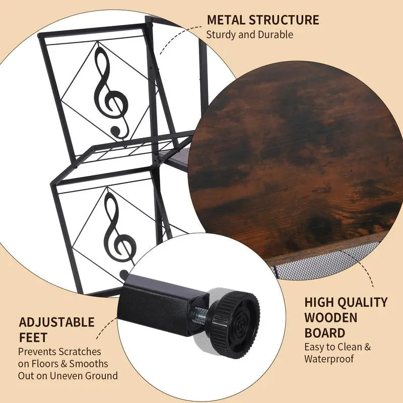 Meuble pour platine vinyle moderne avec étagère de rangement pour disques vinyles