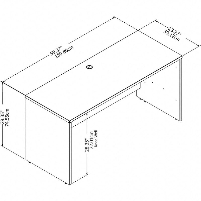 Crédence de bureau 60L x 24P, stratifié blanc, bureau à domicile moderne