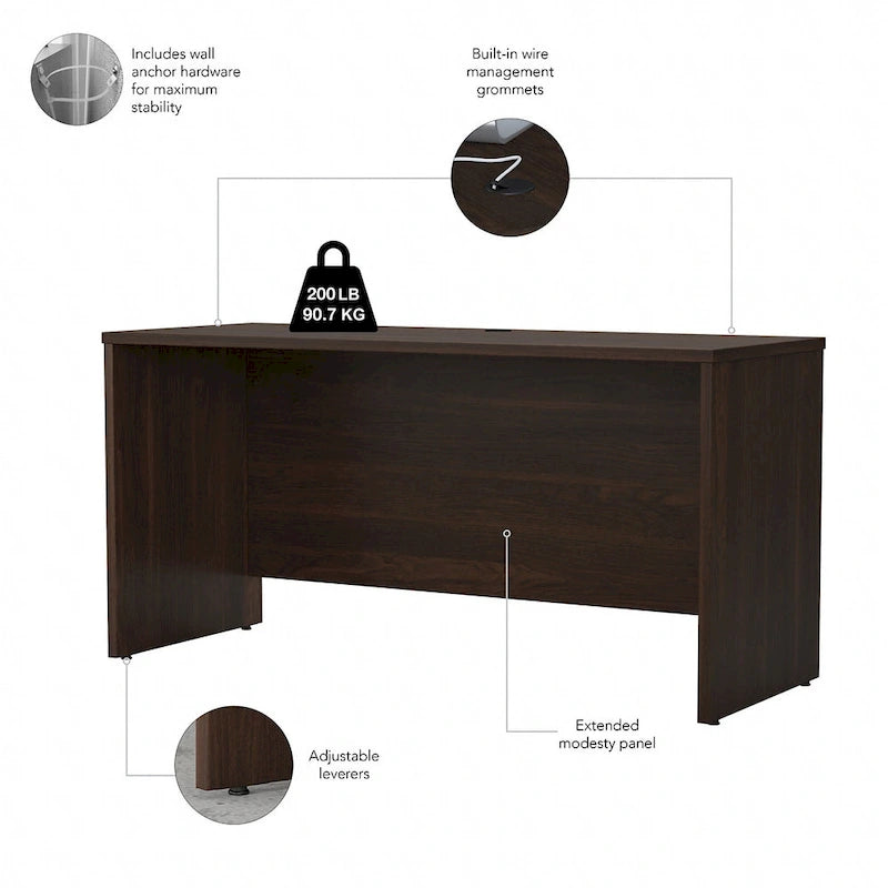Crédence de bureau 60L x 24P, stratifié blanc, bureau à domicile moderne