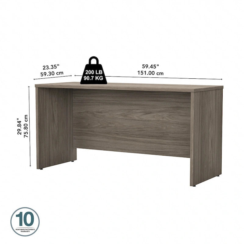 Crédence de bureau 60L x 24P, stratifié blanc, bureau à domicile moderne