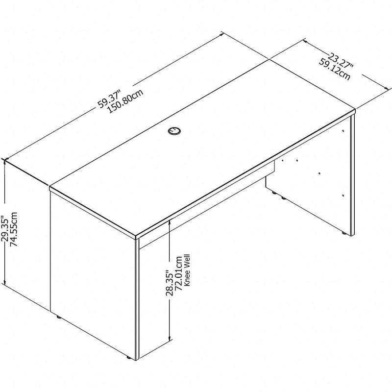 Crédence de bureau 60L x 24P, stratifié blanc, bureau à domicile moderne