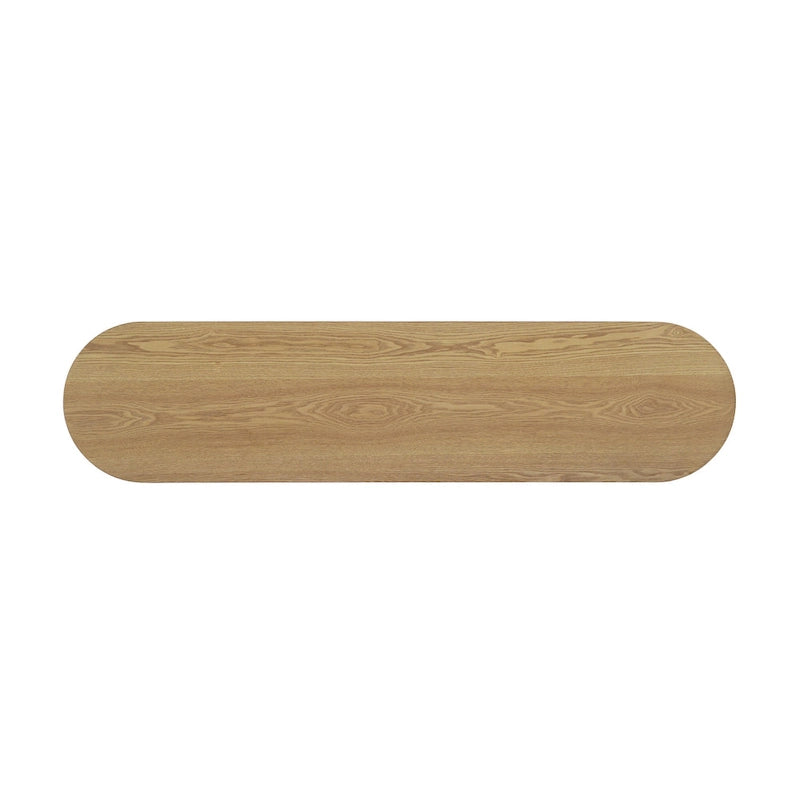 Console cannelée avec étagères ouvertes Placage bois Noir Marron Naturel