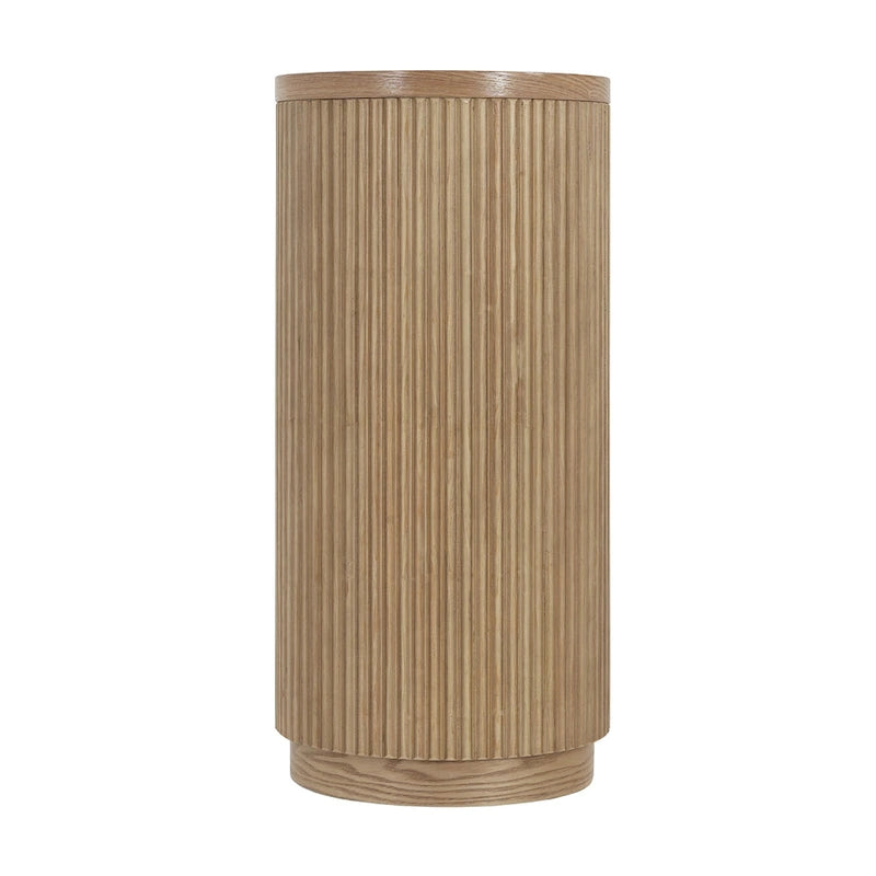 Console cannelée avec étagères ouvertes Placage bois Noir Marron Naturel