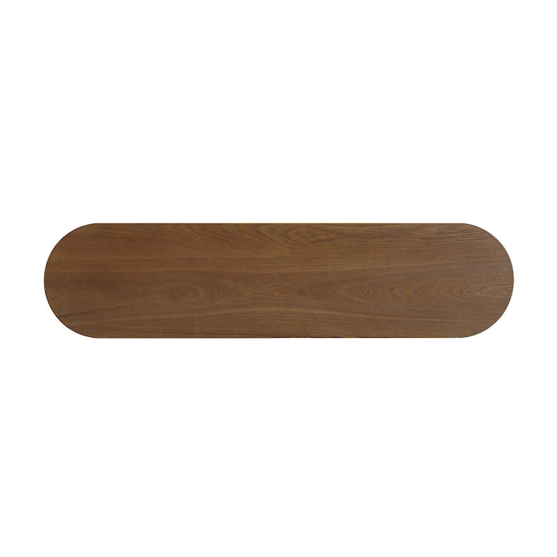 Console cannelée avec étagères ouvertes Placage bois Noir Marron Naturel