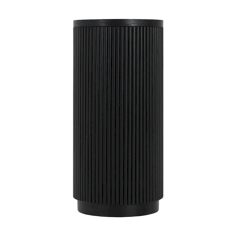 Console cannelée avec étagères ouvertes Placage bois Noir Marron Naturel