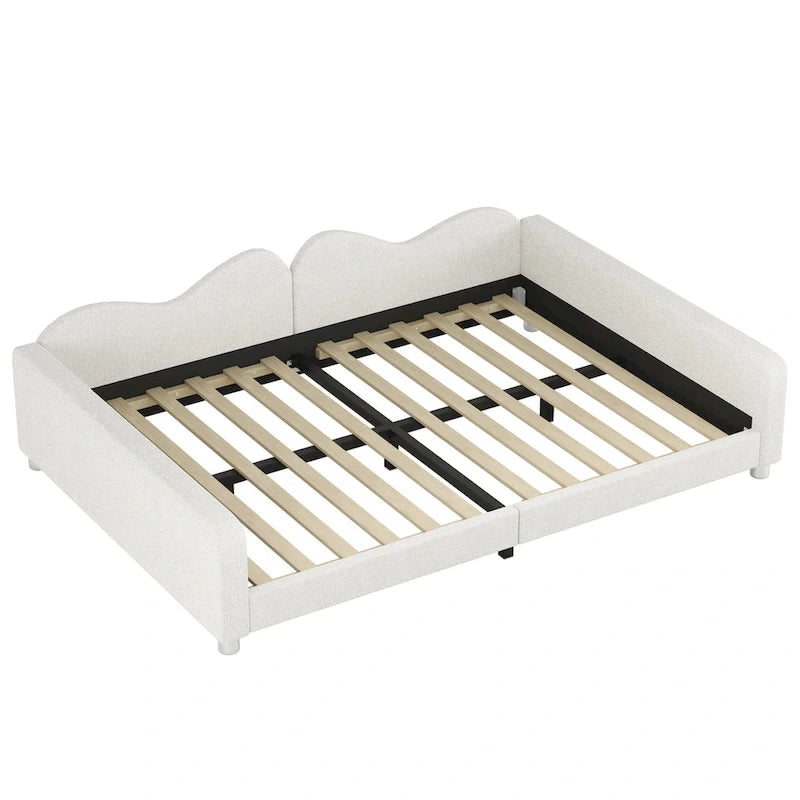 Lit de repos en tissu sherpa rembourré avec dossier et accoudoirs en forme de nuage