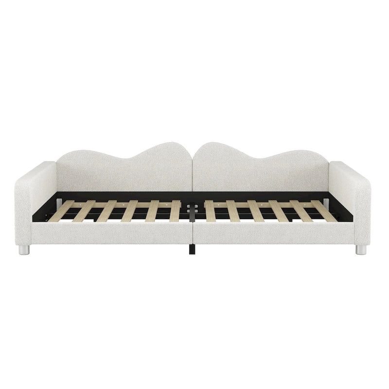 Lit de repos en tissu sherpa rembourré avec dossier et accoudoirs en forme de nuage