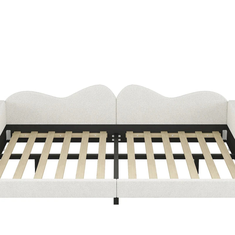 Lit de repos en tissu sherpa rembourré avec dossier et accoudoirs en forme de nuage