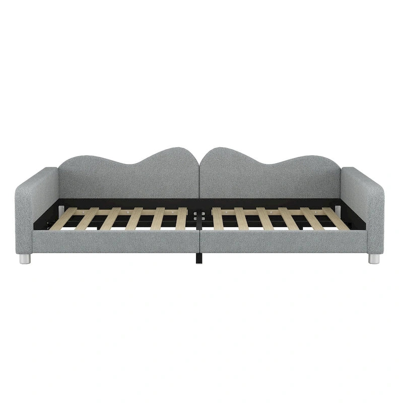 Lit de repos en tissu sherpa rembourré avec dossier et accoudoirs en forme de nuage