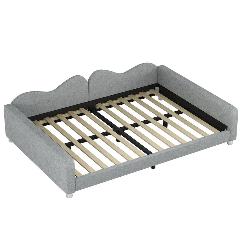 Lit de repos en tissu sherpa rembourré avec dossier et accoudoirs en forme de nuage