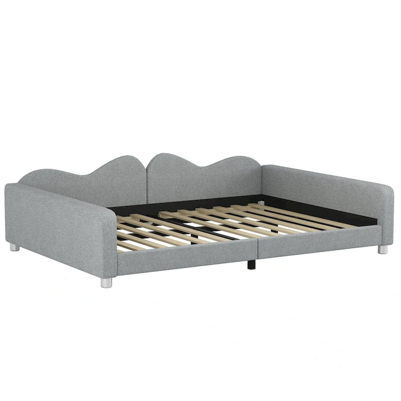 Lit de repos en tissu sherpa rembourré avec dossier et accoudoirs en forme de nuage