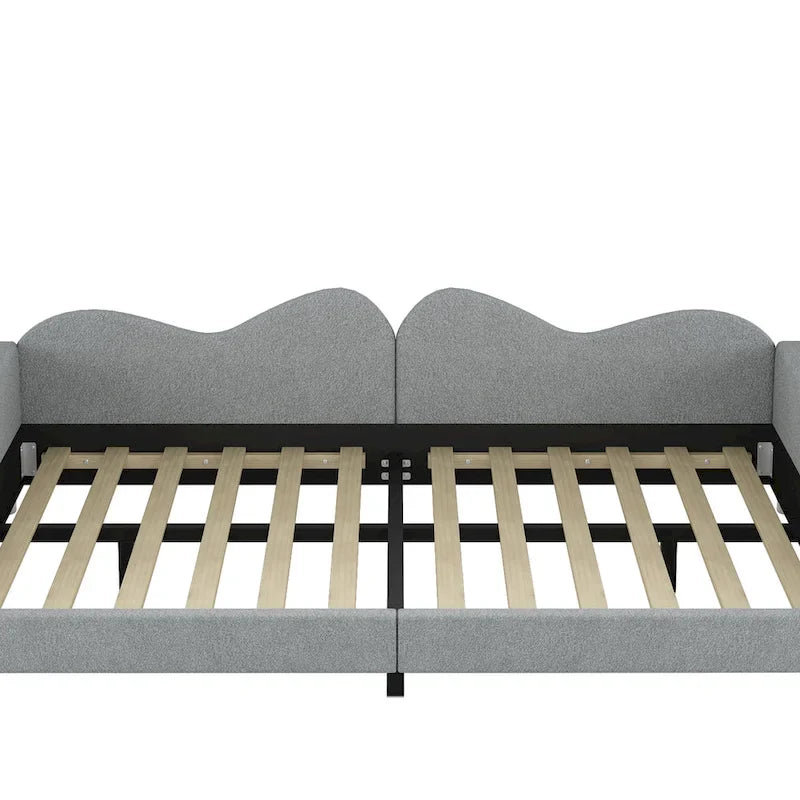 Lit de repos en tissu sherpa rembourré avec dossier et accoudoirs en forme de nuage