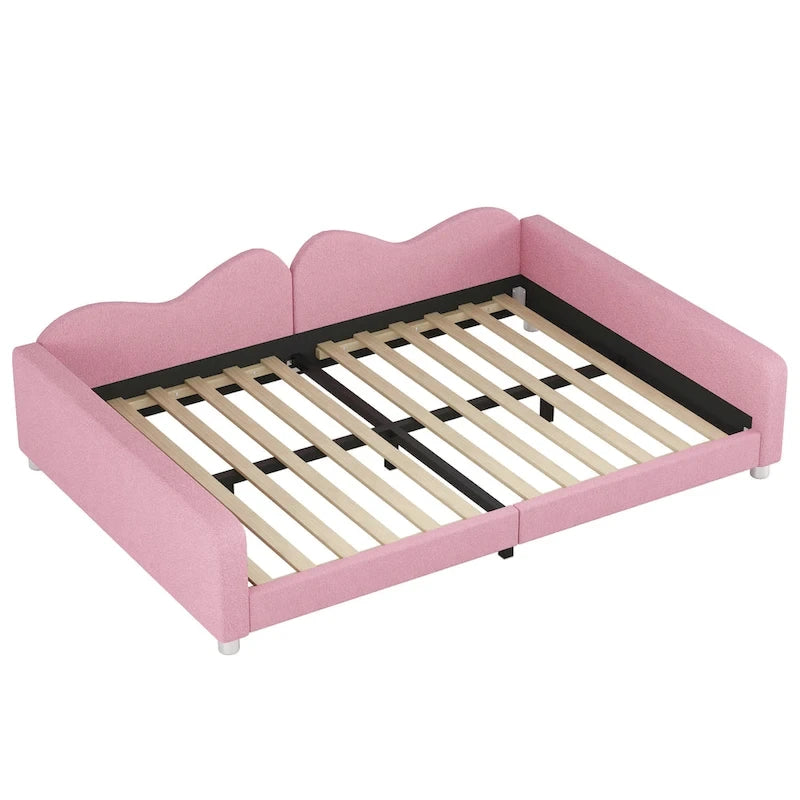 Lit de repos en tissu sherpa rembourré avec dossier et accoudoirs en forme de nuage