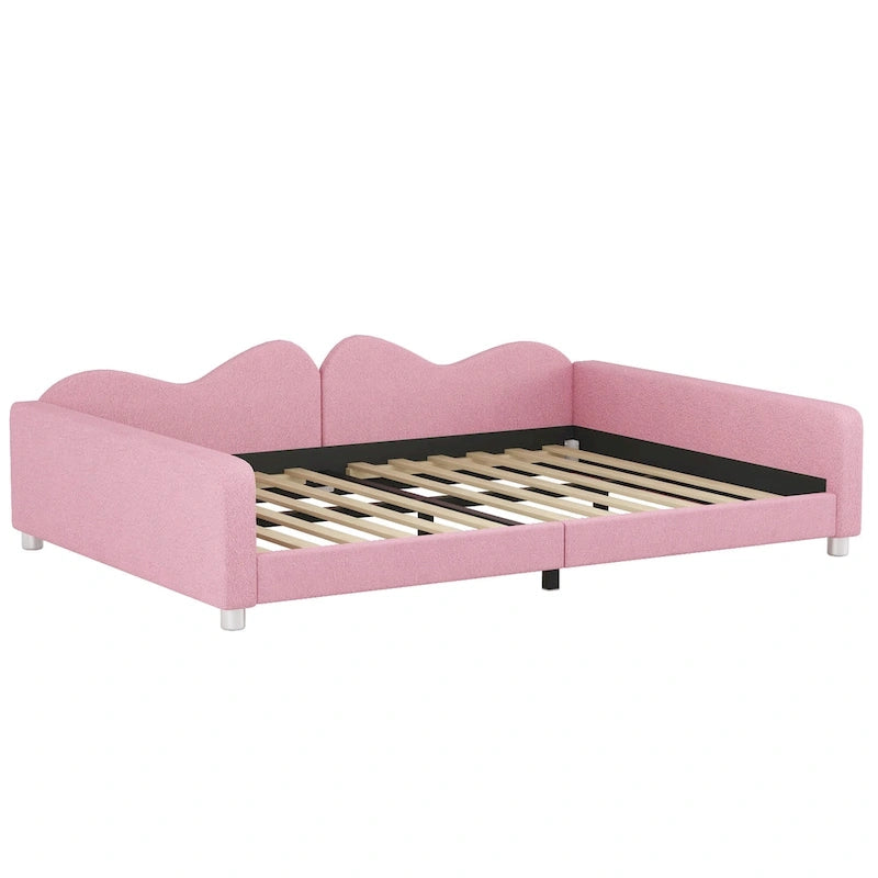 Lit de repos en tissu sherpa rembourré avec dossier et accoudoirs en forme de nuage