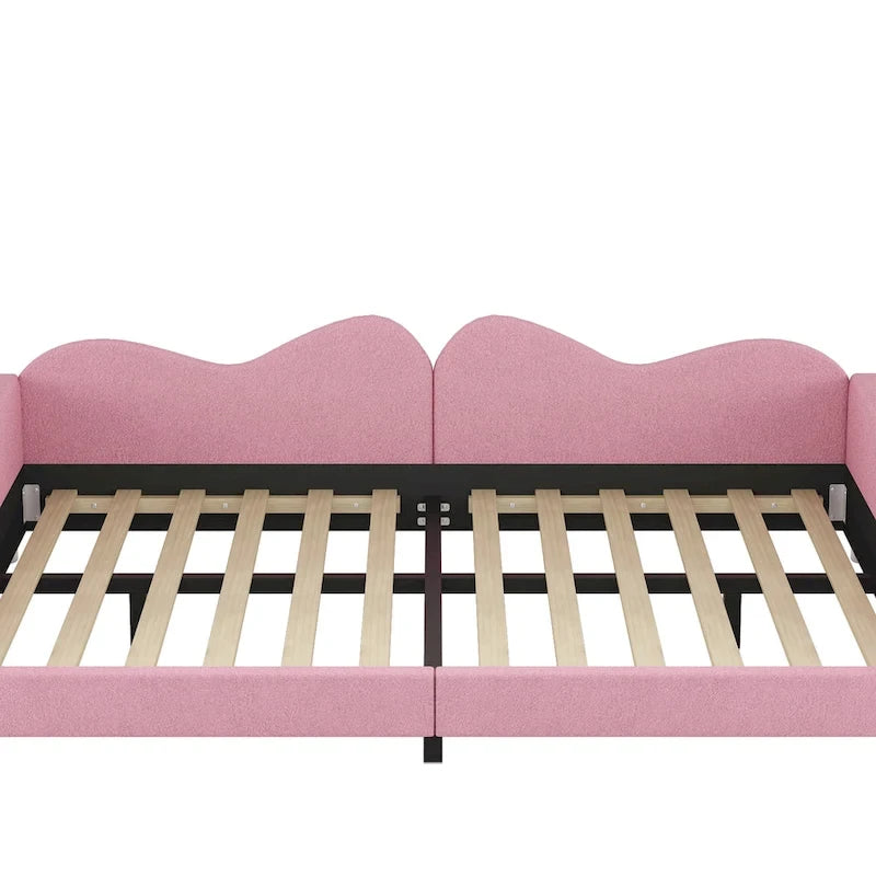 Lit de repos en tissu sherpa rembourré avec dossier et accoudoirs en forme de nuage