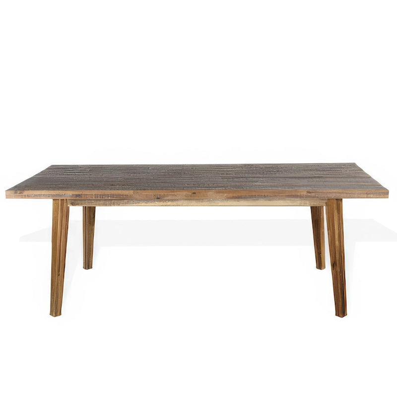 Table à manger rectangulaire rustique en bois d'acacia marron clair avec plateau effet billot