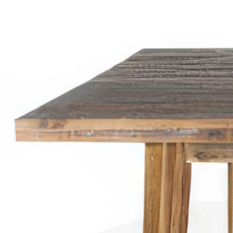 Table à manger rectangulaire rustique en bois d'acacia marron clair avec plateau effet billot