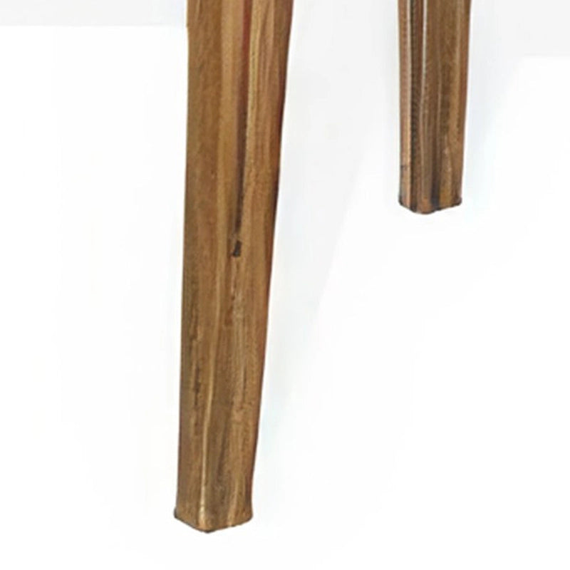 Table à manger rectangulaire rustique en bois d'acacia marron clair avec plateau effet billot