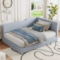 Lit de repos en velours côtelé en forme de L avec cadre solide, beige et gris
