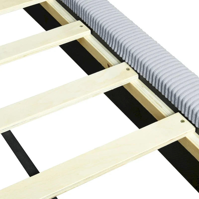 Lit de repos en velours côtelé en forme de L avec cadre solide, beige et gris