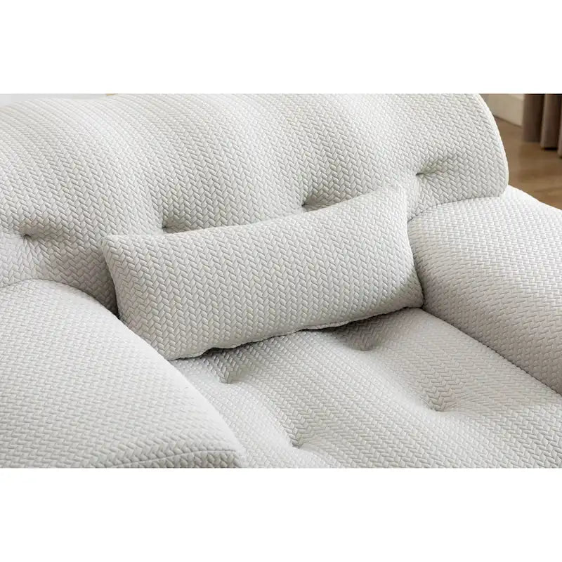 Fauteuil une place beige capitonné avec coussin en mousse haute densité