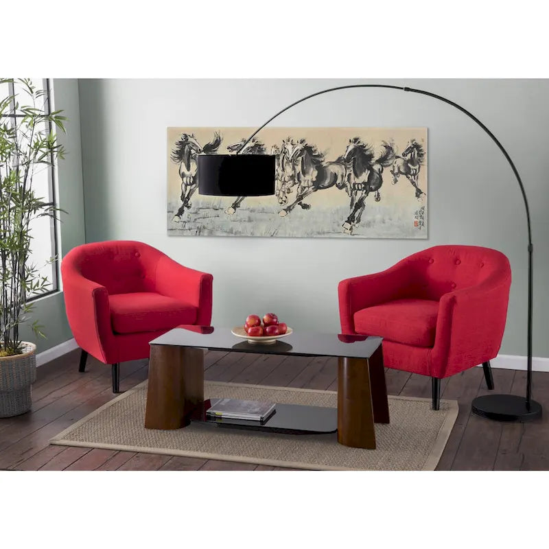 Fauteuil d'appoint capitonné Mid-Century Modern avec accoudoirs évasés et pieds en bois