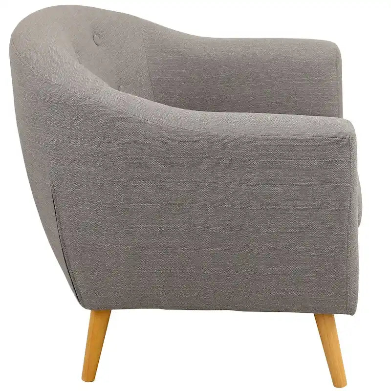 Fauteuil d'appoint capitonné Mid-Century Modern avec accoudoirs évasés et pieds en bois
