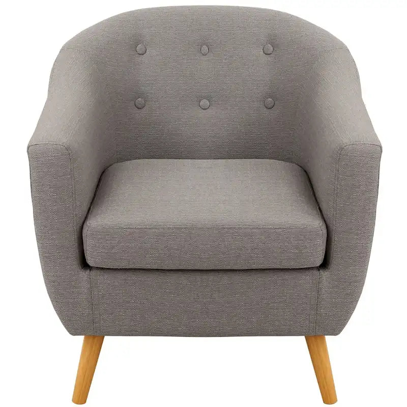 Fauteuil d'appoint capitonné Mid-Century Modern avec accoudoirs évasés et pieds en bois