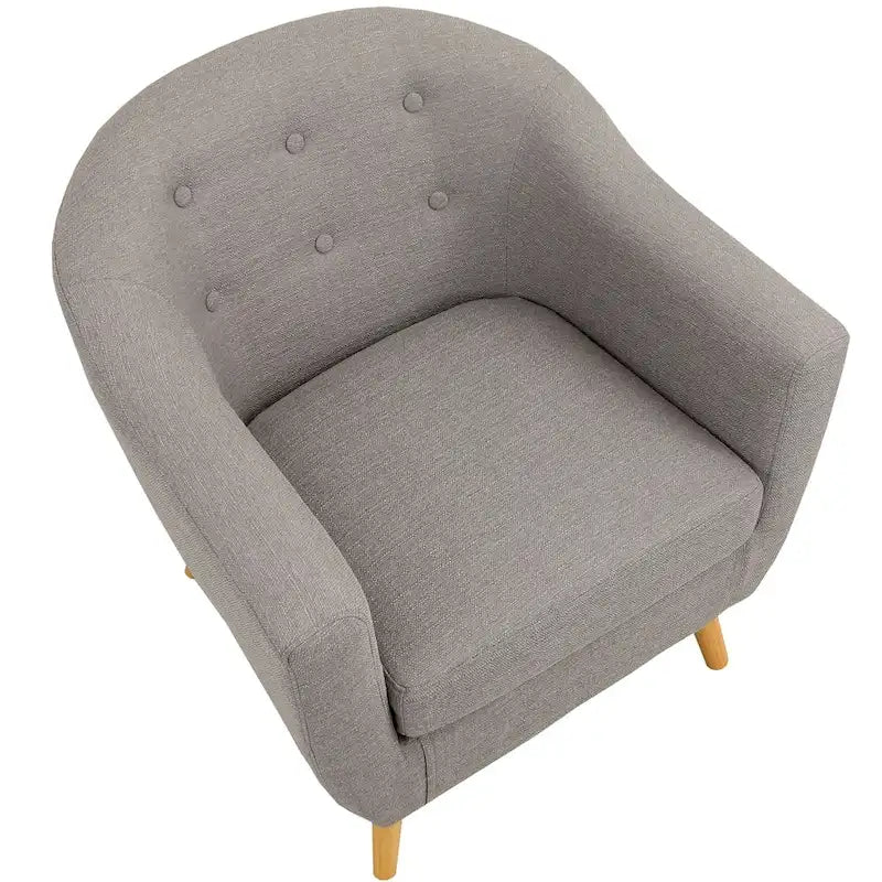 Fauteuil d'appoint capitonné Mid-Century Modern avec accoudoirs évasés et pieds en bois