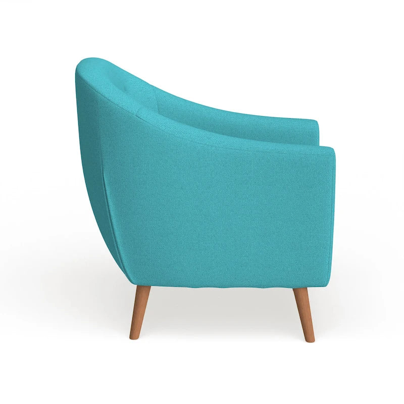 Fauteuil d'appoint capitonné Mid-Century Modern avec accoudoirs évasés et pieds en bois