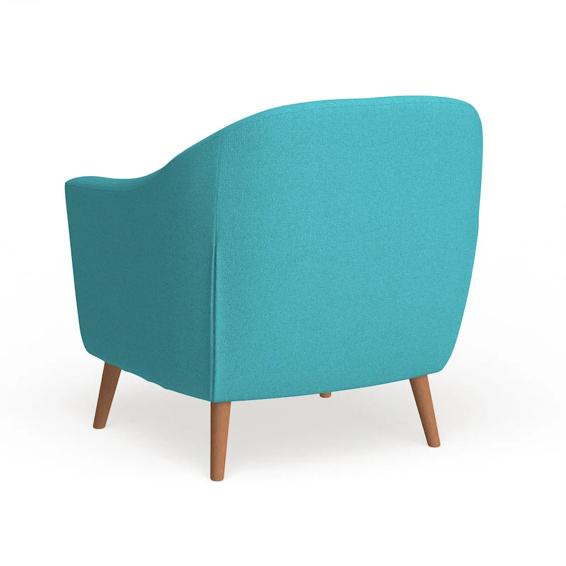 Fauteuil d'appoint capitonné Mid-Century Modern avec accoudoirs évasés et pieds en bois