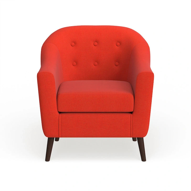 Fauteuil d'appoint capitonné Mid-Century Modern avec accoudoirs évasés et pieds en bois