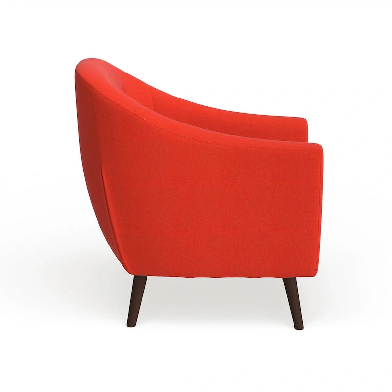 Fauteuil d'appoint capitonné Mid-Century Modern avec accoudoirs évasés et pieds en bois