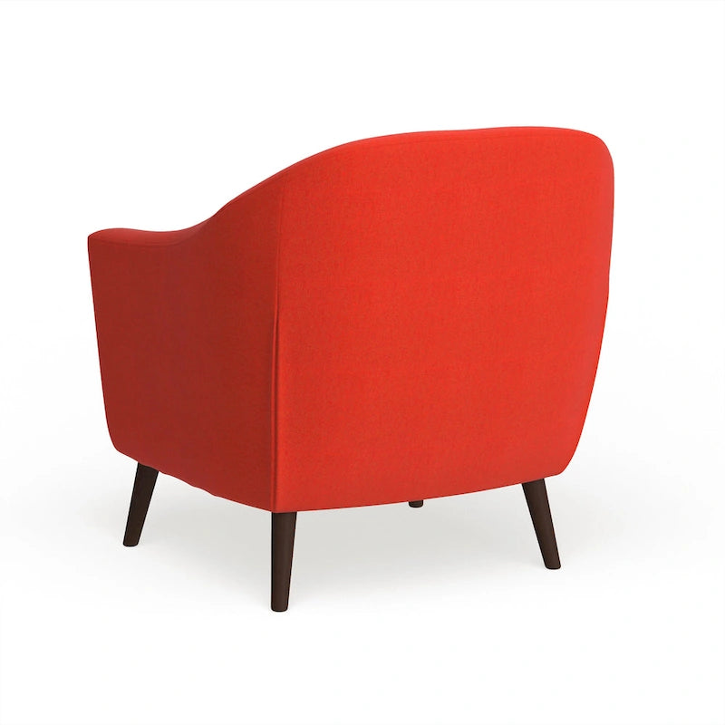 Fauteuil d'appoint capitonné Mid-Century Modern avec accoudoirs évasés et pieds en bois