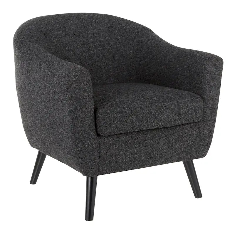 Fauteuil d'appoint capitonné Mid-Century Modern avec accoudoirs évasés et pieds en bois