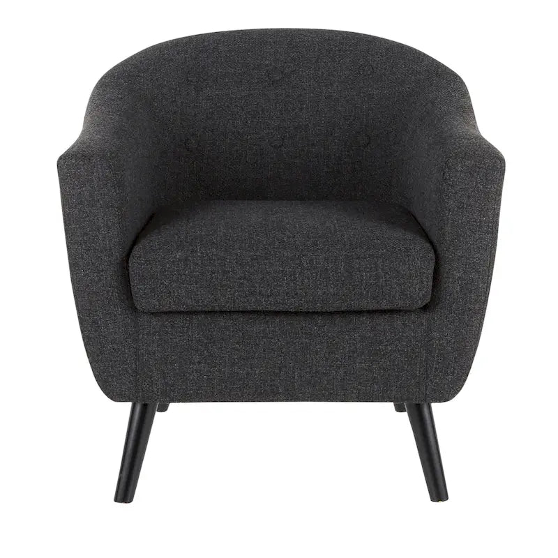 Fauteuil d'appoint capitonné Mid-Century Modern avec accoudoirs évasés et pieds en bois