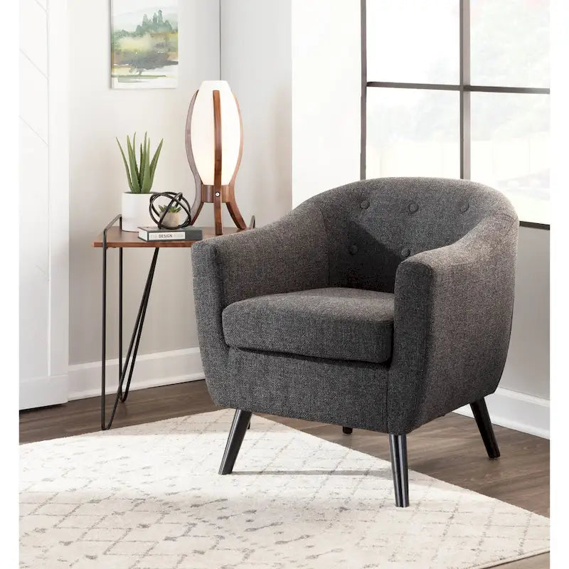Fauteuil d'appoint capitonné Mid-Century Modern avec accoudoirs évasés et pieds en bois