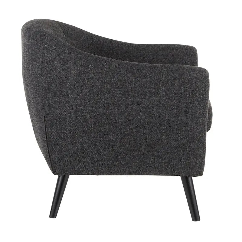Fauteuil d'appoint capitonné Mid-Century Modern avec accoudoirs évasés et pieds en bois