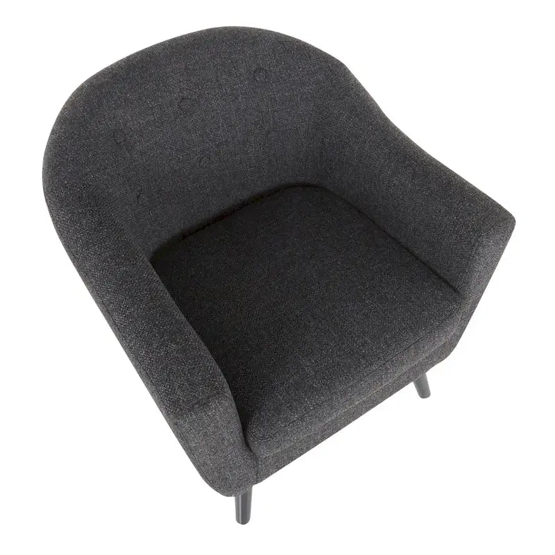 Fauteuil d'appoint capitonné Mid-Century Modern avec accoudoirs évasés et pieds en bois