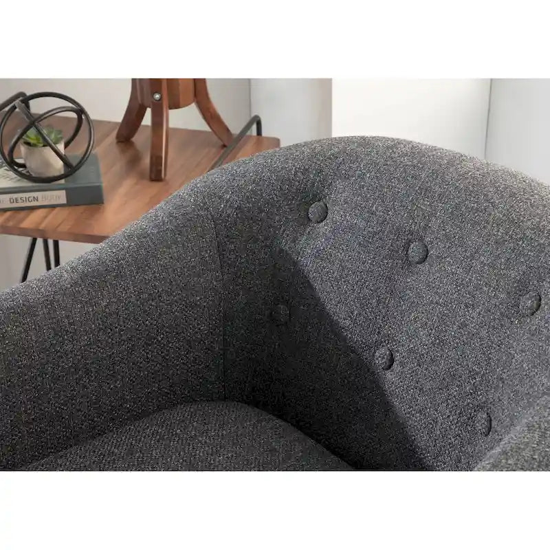 Fauteuil d'appoint capitonné Mid-Century Modern avec accoudoirs évasés et pieds en bois
