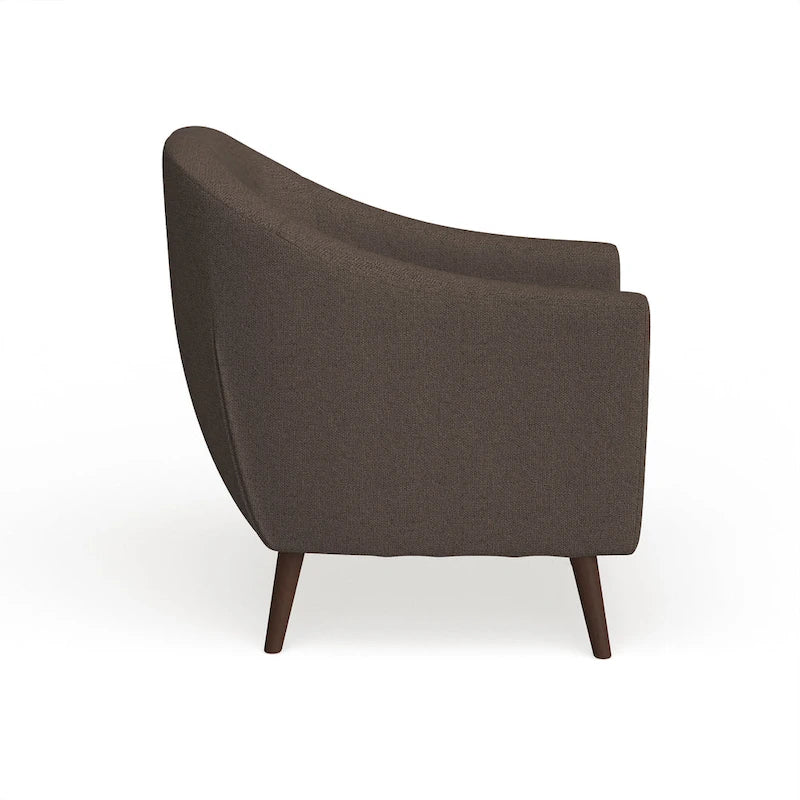 Fauteuil d'appoint capitonné Mid-Century Modern avec accoudoirs évasés et pieds en bois