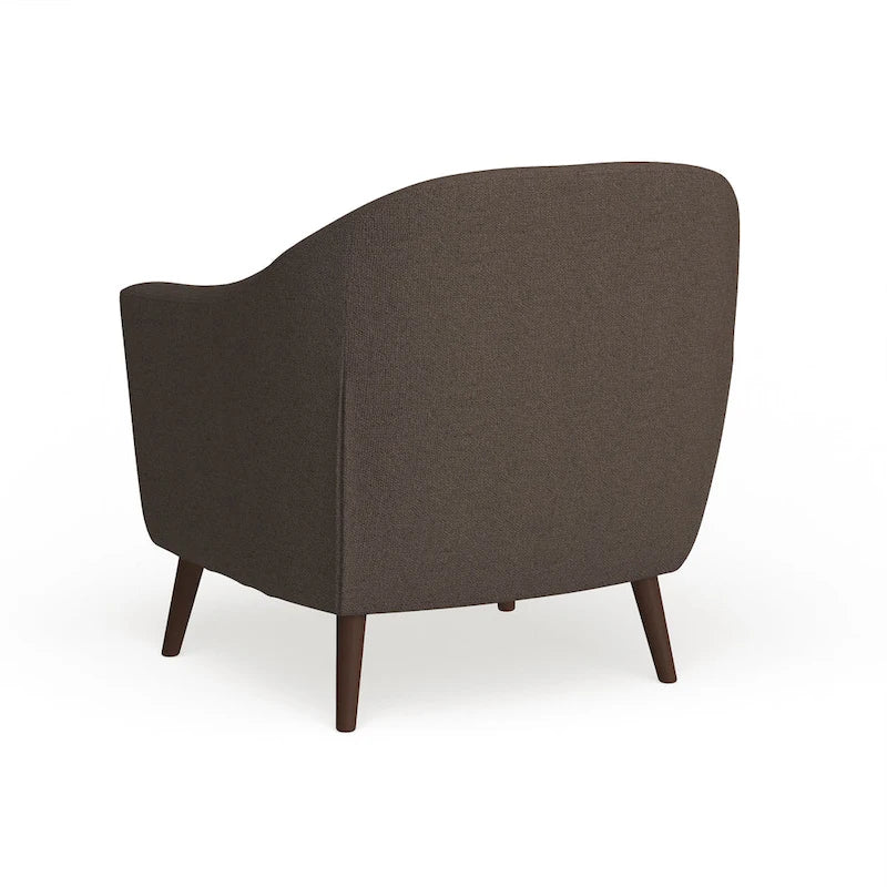 Fauteuil d'appoint capitonné Mid-Century Modern avec accoudoirs évasés et pieds en bois