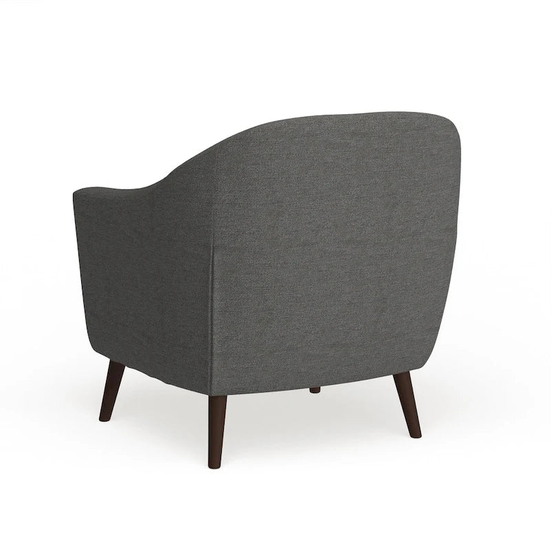 Fauteuil d'appoint capitonné Mid-Century Modern avec accoudoirs évasés et pieds en bois