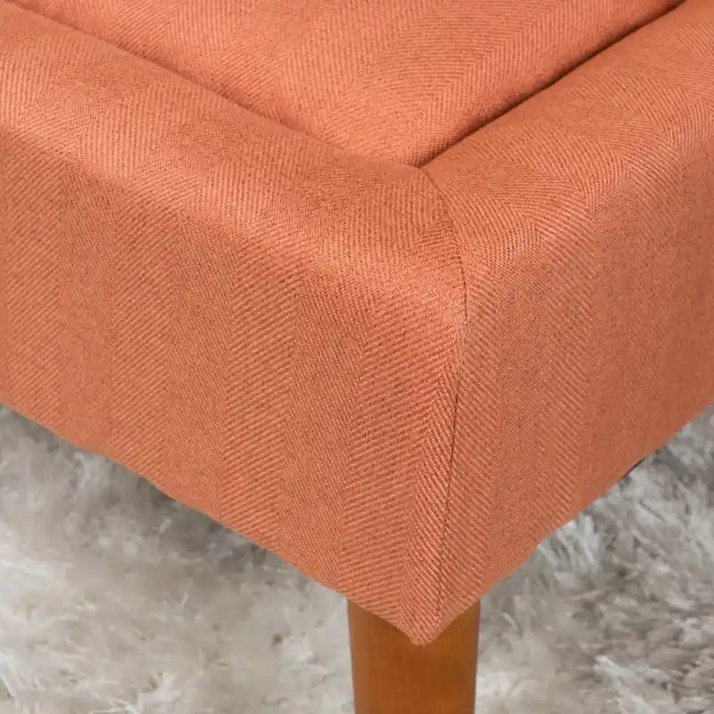 Banc ottoman en tissu capitonné avec pieds fuselés en bois multicolore