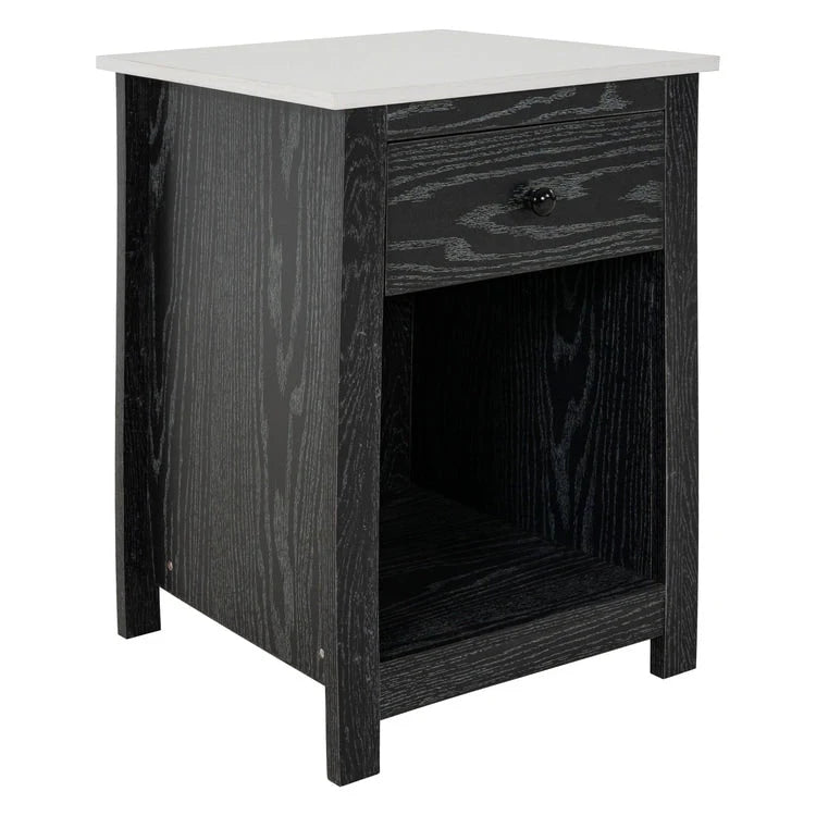 Table d'appoint en bois à 2 niveaux avec tiroir et étagère de rangement ouverte
