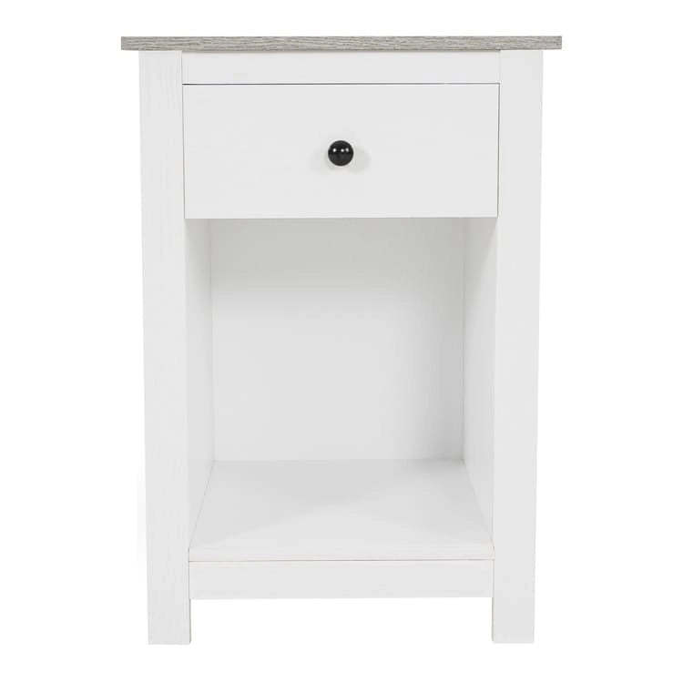 Table d'appoint en bois à 2 niveaux avec tiroir et étagère de rangement ouverte